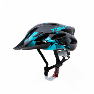 CAPACETE MTB RAPTOR II TSW LED GRANDE PRETO/AZUL COM VISEIRA